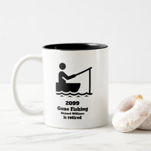Retired Gone Fishing Modern Minimalist Retirement Two-Tone Coffee Mug
