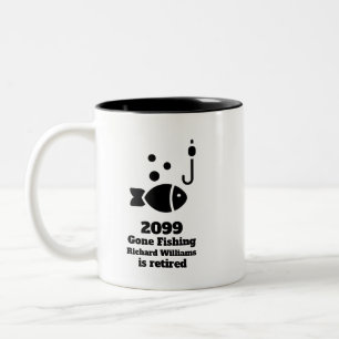 Retired Gone Fishing Modern Retirement Gift Two-Tone Coffee Mug