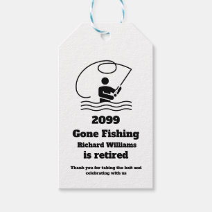 Retired Gone Fishing Standing Fisherman Retirement Gift Tags