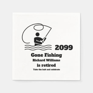 Retired Gone Fishing Standing Fisherman Retirement Napkin