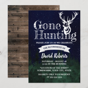 Retired Gone Hunting Starry Night Retirement Invitation