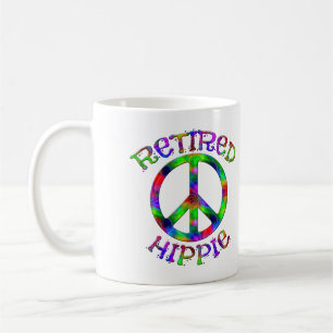 Retired Hippie Peace Sign Tie Dyed Coffee Mug