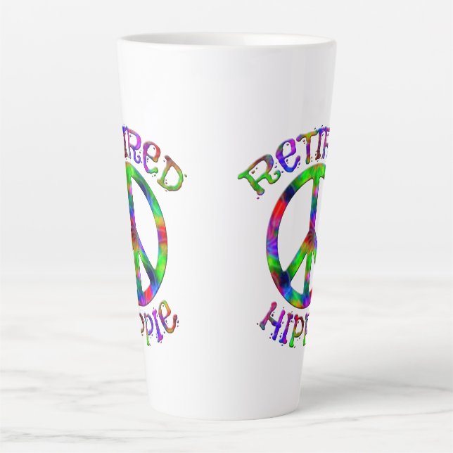 Retired Hippie Tie Dye Peace Latte Cup Mug (Front)