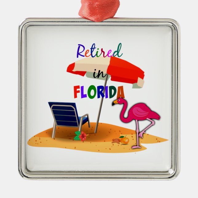 Retired in Florida, fun in the sun  Metal Tree Decoration (Front)