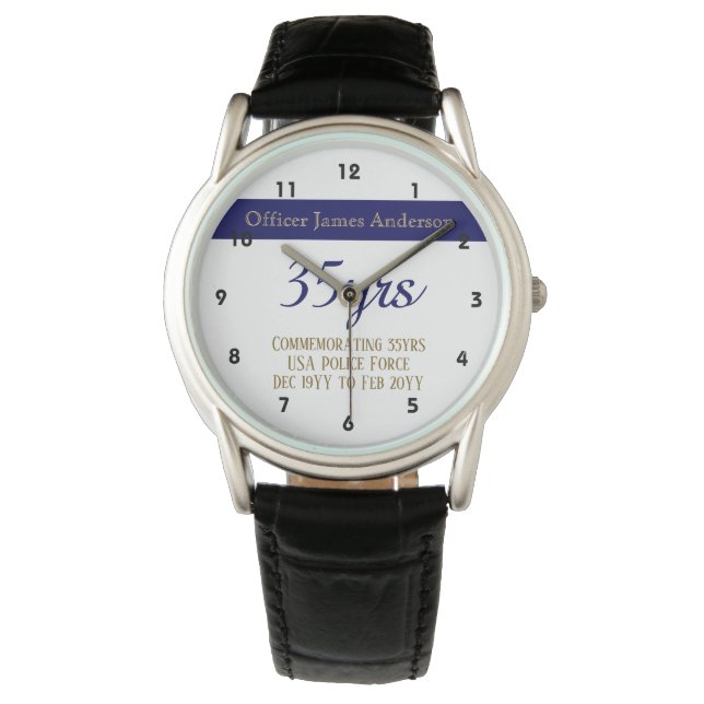 Retired Law Enforcement Officer Personalised Gift Watch (Front)