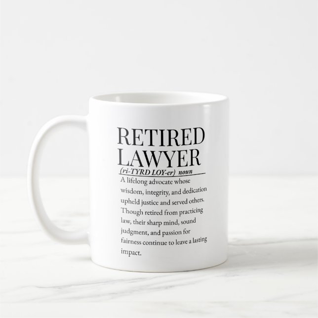 Retired lawyer coffee mug (Left)