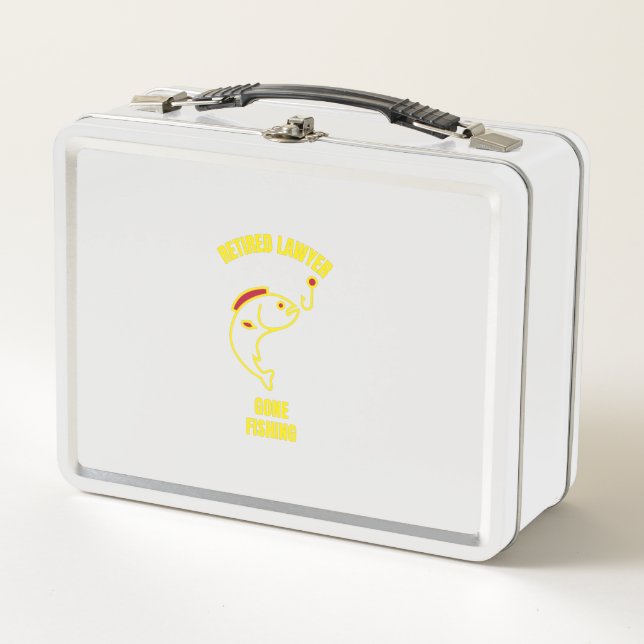 Retired lawyer gone fishing judge attorney law pro metal lunch box (Front)