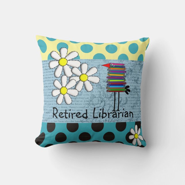 Retired Librarian Book Bird PIllow II (Front)