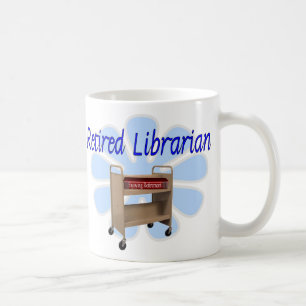 retired Librarian Book Cart Design Coffee Mug