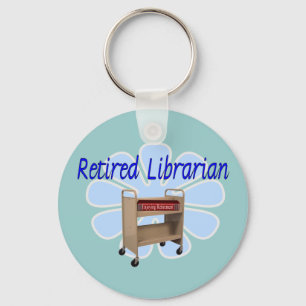 retired Librarian Book Cart Design Key Ring