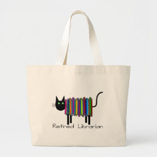 Retired Librarian Book Cat 2 Large Tote Bag