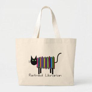 Retired Librarian Book Cat Gifts Large Tote Bag