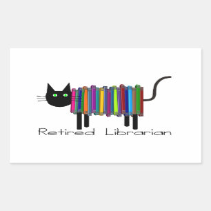 Retired Librarian Book Cat Gifts Rectangular Sticker