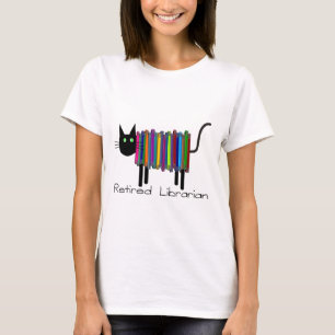 Retired Librarian Book Cat Gifts T-Shirt