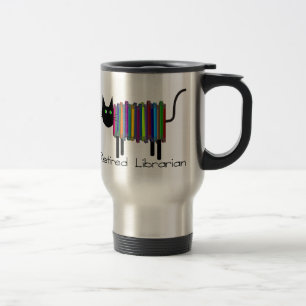 Retired Librarian Book Cat Gifts Travel Mug