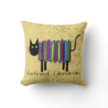 Retired Librarian Book Cat PIllow