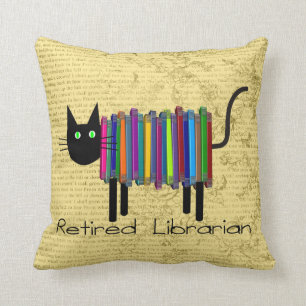 Retired Librarian Book Cat PIllow