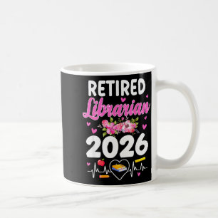 Retired librarian est 2026 school librarian coffee mug