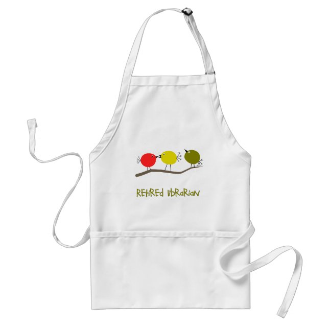 Retired Librarian Reto Birds Design Gifts Standard Apron (Front)