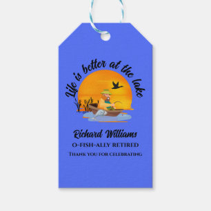 Retired Life Is Better At the Lake Fishing Cartoon Gift Tags