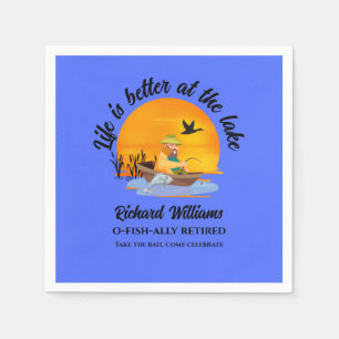Retired Life Is Better At the Lake Fishing Cartoon Napkin