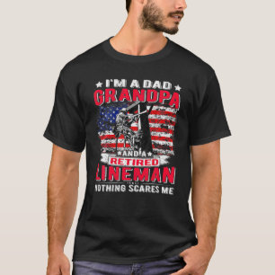 Retired Lineman I'm Dad Grandpa USA Flag Electrici T-Shirt