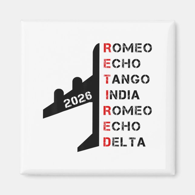 Retired Lot 2026 Phonetic Alphabet Retirement Gift Magnet (Front)
