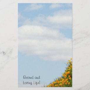 Retired Loving Life stationery Blue Sky Poppies