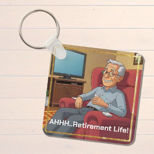 Retired Man Relaxing, Humour Key Ring