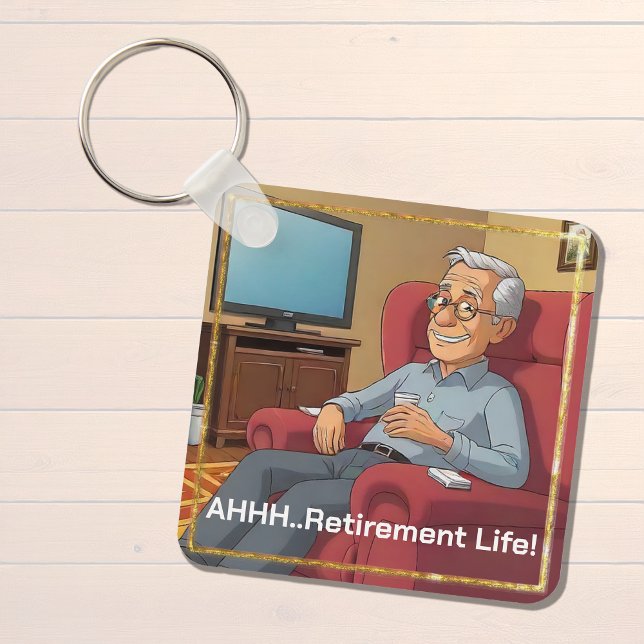 Retired Man Relaxing, Humour  Key Ring (Creator Uploaded)