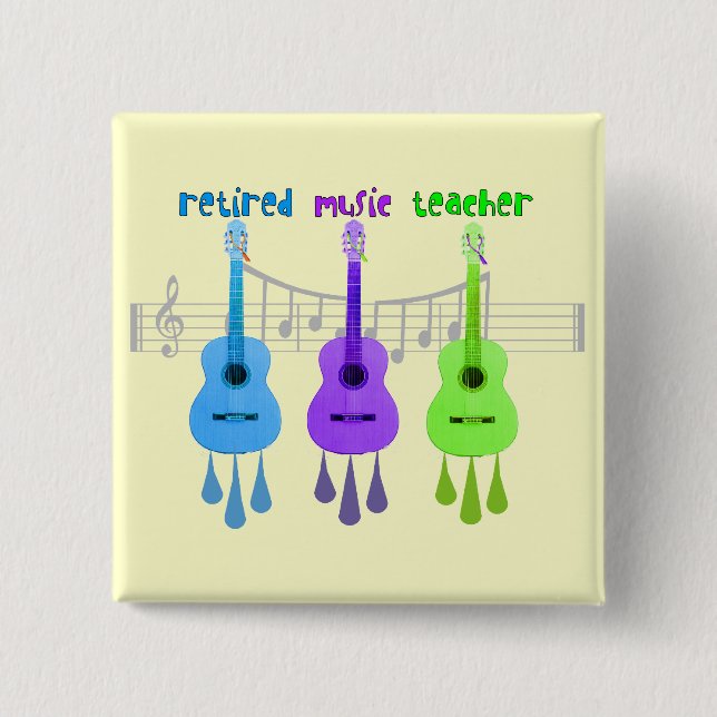 Retired Music Teacher 3 Guitars Design 15 Cm Square Badge (Front)