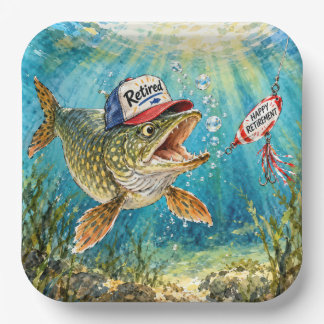 Retired Northern Pike Wearing a Cap Paper Plate