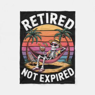 Retired Not Expired Skeleton At The Beach Summer V Fleece Blanket