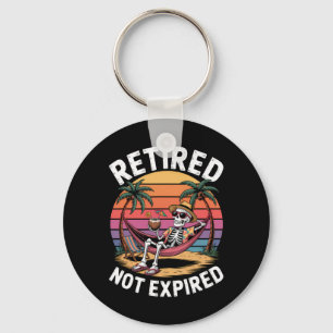 Retired Not Expired Skeleton At The Beach Summer V Key Ring