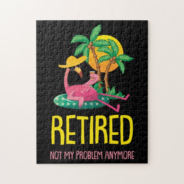 Retired Not My Problem Anymore Grandma Flamingo Jigsaw Puzzle (Vertical)