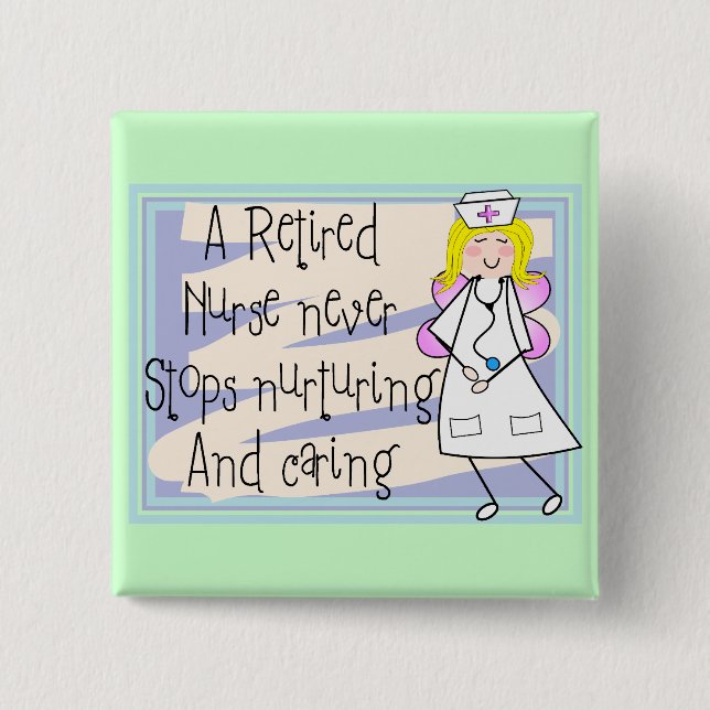 Retired Nurse Angel Art Cards & Gifts 15 Cm Square Badge (Front)