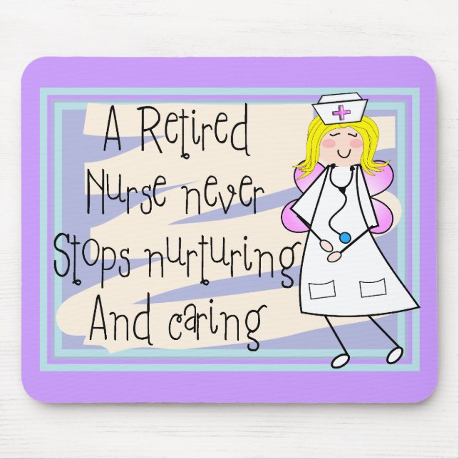 Retired Nurse Angel Art Cards & Gifts Mouse Mat (Front)
