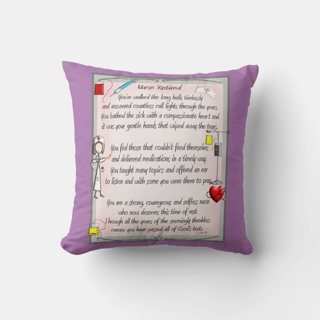 Retired Nurse Canvas Art Poem  by Gail Gabel,RN Po Cushion (Front)