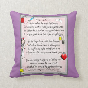 Retired Nurse Canvas Art Poem  by Gail Gabel,RN Po Cushion