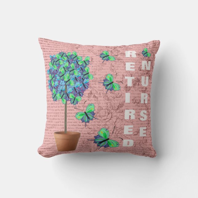Retired Nurse Decorative Butterfly Pillow (Front)