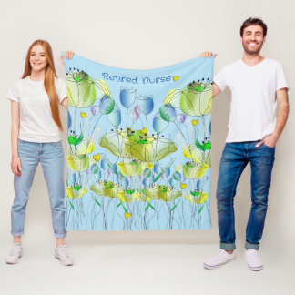 Retired Nurse Fleece Blanket Light Blue