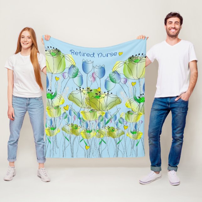 Retired Nurse Fleece Blanket Light Blue (In Situ)