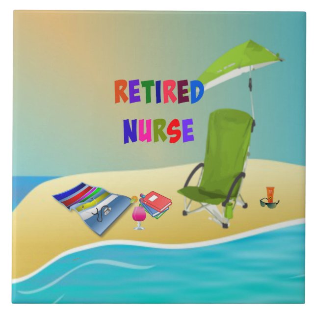 Retired Nurse, Fun in the Sun, Tile (Front)