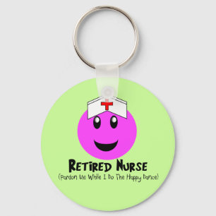 Retired Nurse Gifts "Happy Dance Pink Key Ring