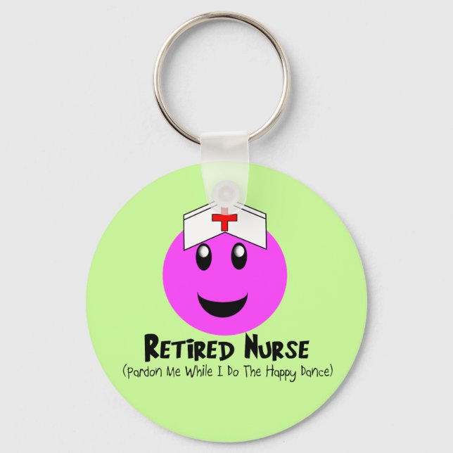 Retired Nurse Gifts "Happy Dance Pink Key Ring (Front)