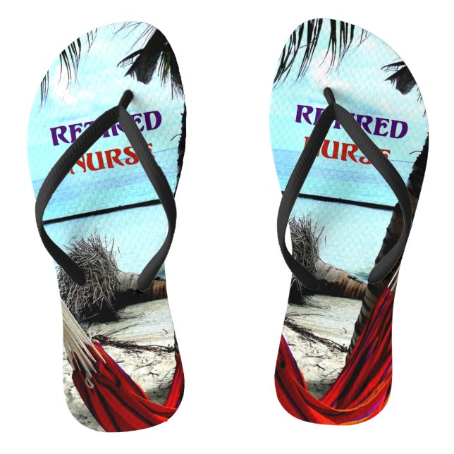 Retired Nurse, Hammock under the Palm Trees Flip Flops (Footbed)