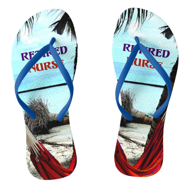 Retired Nurse, Hammock under the Palm Trees Flip Flops (Footbed)