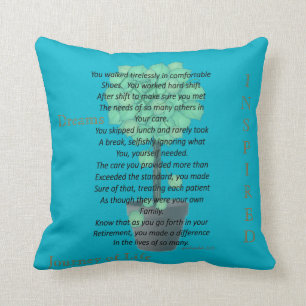 Retired Nurse Poem Blue Cushion