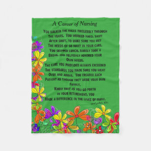 Retired Nurse Poem Fleece Blanket Green