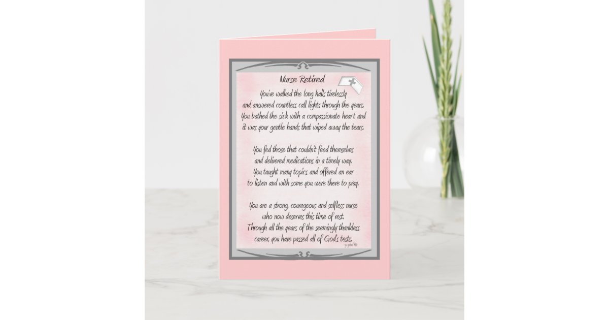 Retired Nurse Poem gifts by ~~Gail Gabel, RN Card | Zazzle.co.uk